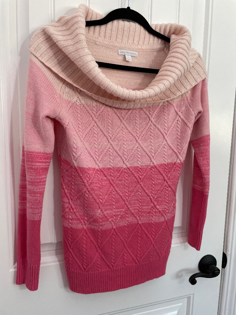 New York & Company Pink Ombre Cowl Neck Knit Sweater XS